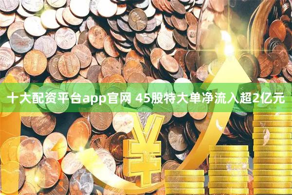 十大配资平台app官网 45股特大单净流入超2亿元