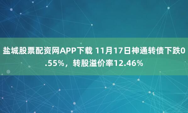 盐城股票配资网APP下载 11月17日神通转债下跌0.55%，转股溢价率12.46%